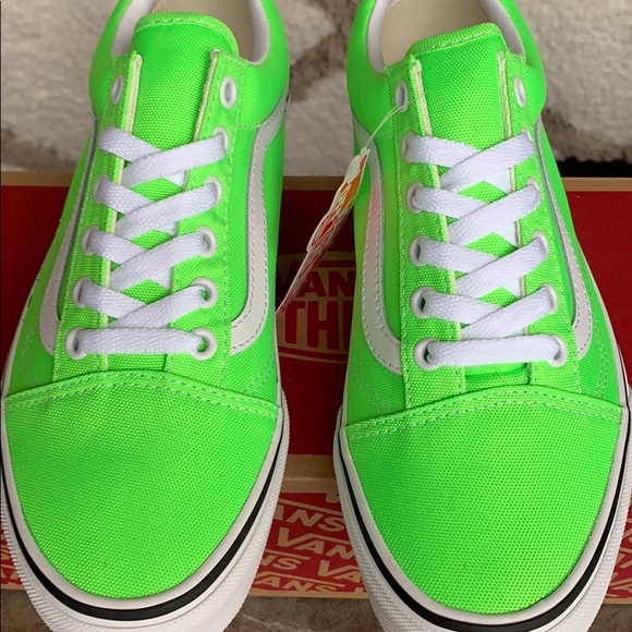 ••VANS OLD SKOOL NEON GREEN GECKO/TRUE WHITE men’s - Picture 11 of 16